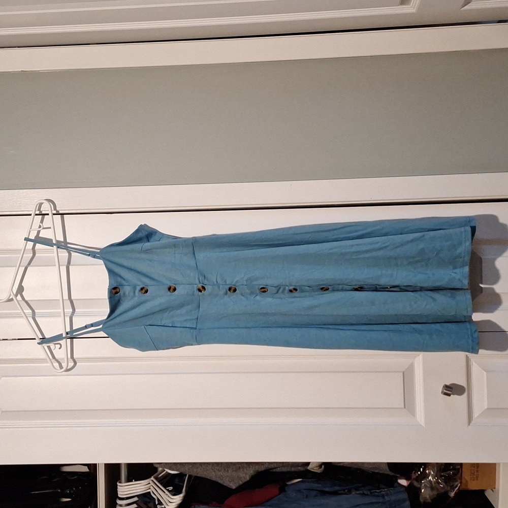 Button down blue dress